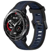 For Honor Watch GS Pro 22mm Two Color Textured Silicone Watch Band(Midnight Blue+Black)