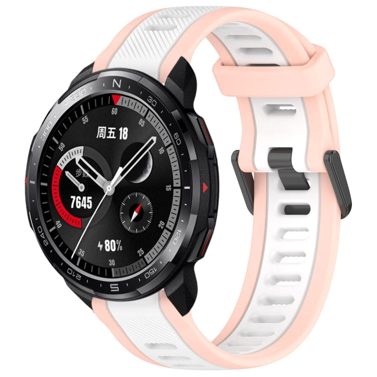 For Honor Watch GS Pro 22mm Two Color Textured Silicone Watch Band(White+Pink) - Watch Bands by PMC TechLife | Online Shopping South Africa | PMC TechLife