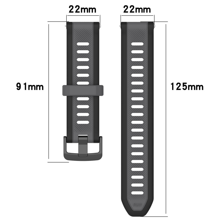 For Huawei Watch GT3 46mm 22mm Two Color Textured Silicone Watch Band(Grey+Black)