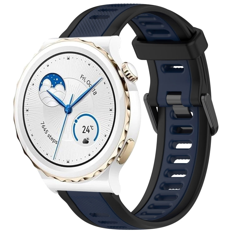 For Huawei Watch GT3 Pro 43mm 20mm Two Color Textured Silicone Watch Band(Midnight Blue+Black) - Watch Bands by PMC TechLife | Online Shopping South Africa | PMC TechLife