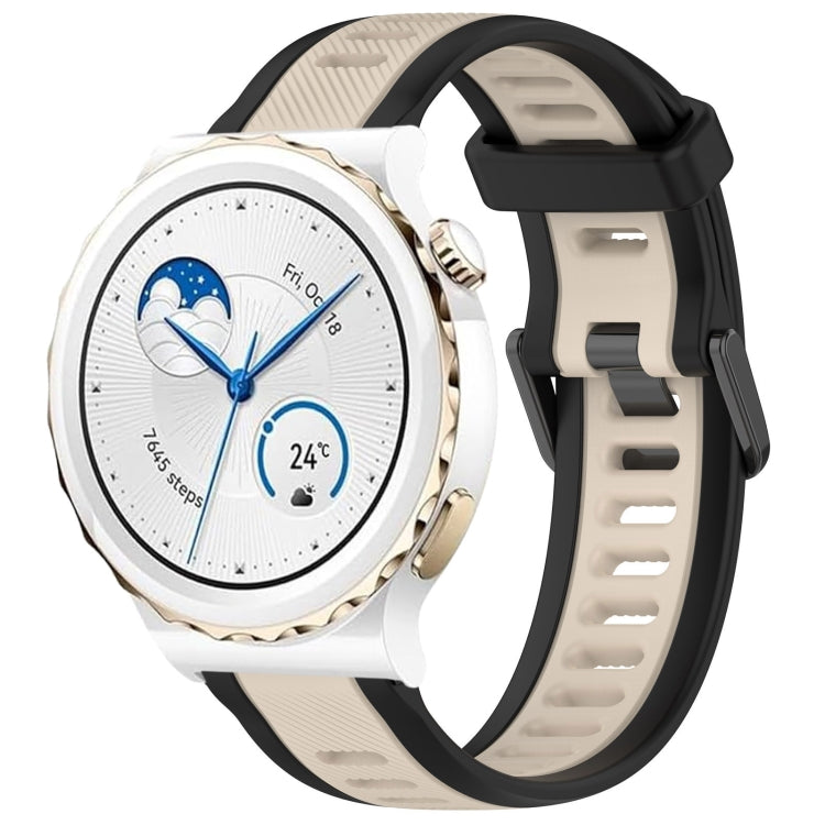 For Huawei Watch GT3 Pro 43mm 20mm Two Color Textured Silicone Watch Band(Starlight + Black) - Watch Bands by PMC TechLife | Online Shopping South Africa | PMC TechLife
