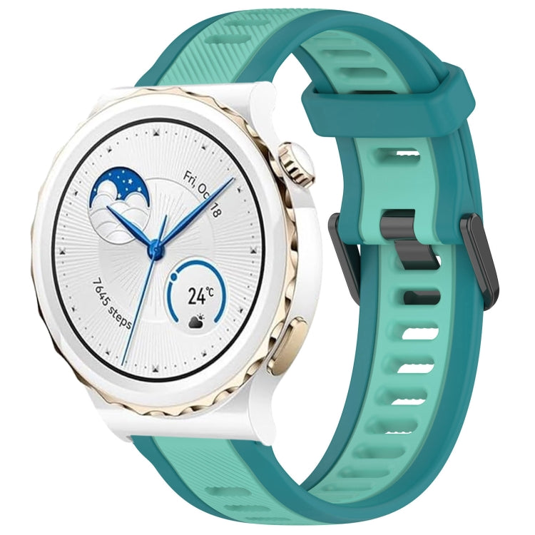 For Huawei Watch GT3 Pro 43mm 20mm Two Color Textured Silicone Watch Band(Teal) - Watch Bands by PMC TechLife | Online Shopping South Africa | PMC TechLife