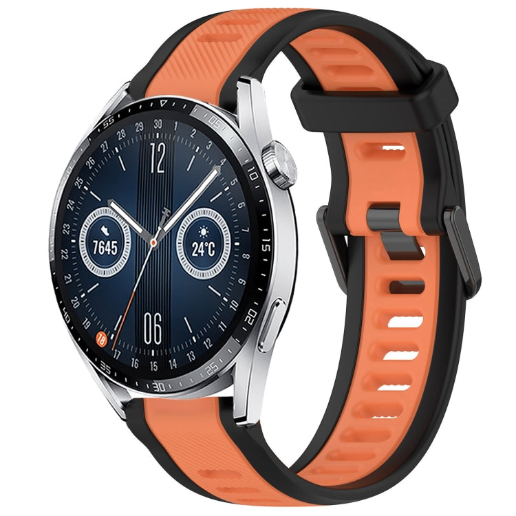 For Huawei Watch GT3 42mm 20mm Two Color Textured Silicone Watch Band(Orange+Black) - Watch Bands by PMC TechLife | Online Shopping South Africa | PMC TechLife