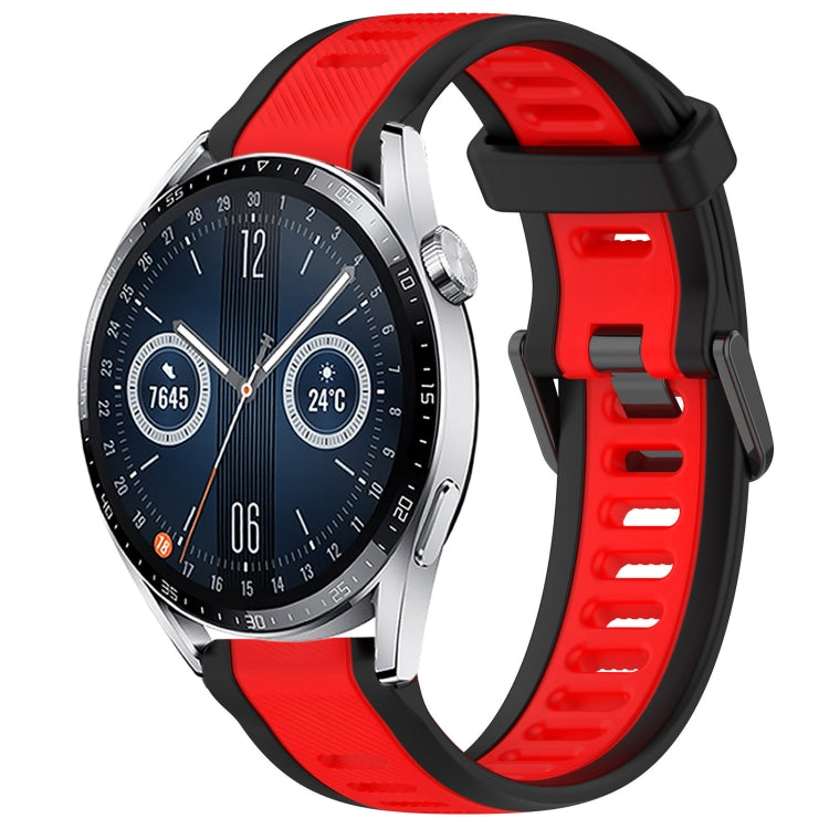 For Huawei Watch GT3 42mm 20mm Two Color Textured Silicone Watch Band(Red+Black) - Watch Bands by PMC TechLife | Online Shopping South Africa | PMC TechLife