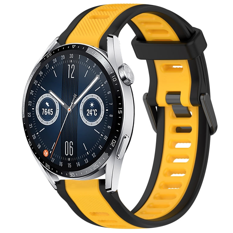 For Huawei Watch GT3 42mm 20mm Two Color Textured Silicone Watch Band(Yellow+Black) - Watch Bands by PMC TechLife | Online Shopping South Africa | PMC TechLife