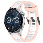 For Huawei Watch GT3 42mm 20mm Two Color Textured Silicone Watch Band(White+Pink)