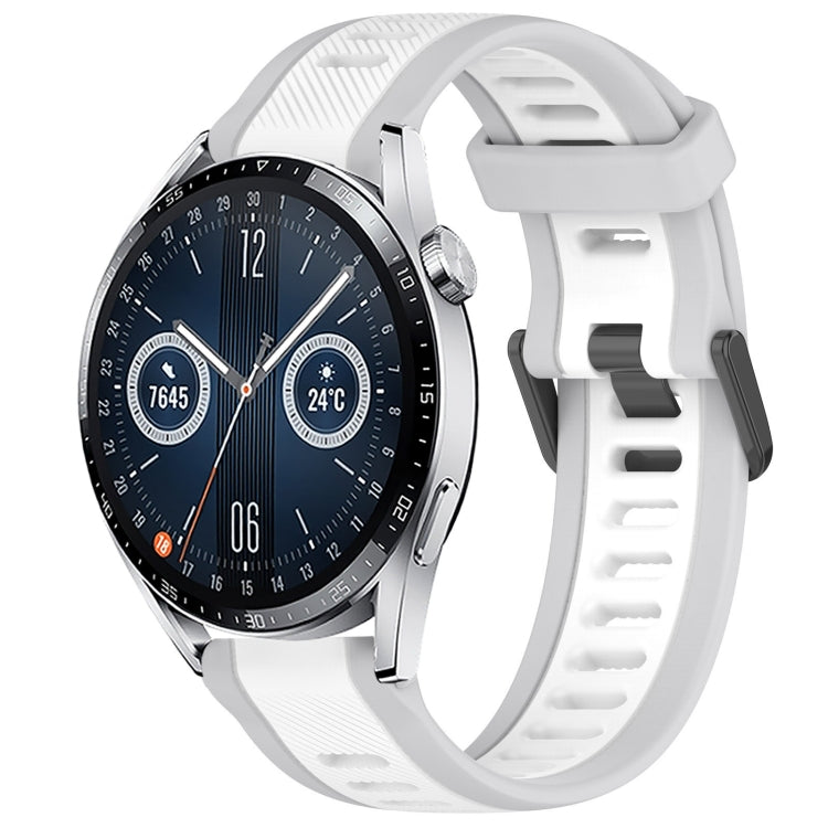 For Huawei Watch GT3 42mm 20mm Two Color Textured Silicone Watch Band(White+Grey) - Watch Bands by PMC TechLife | Online Shopping South Africa | PMC TechLife