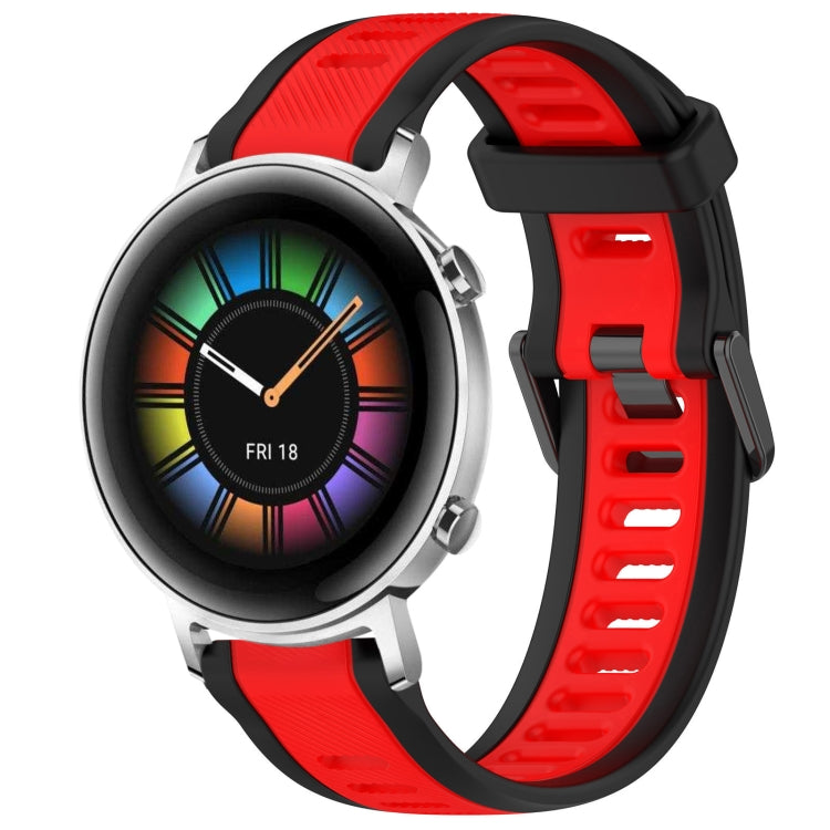 For Huawei Watch GT2 42mm 20mm Two Color Textured Silicone Watch Band(Red+Black) - Watch Bands by PMC TechLife | Online Shopping South Africa | PMC TechLife