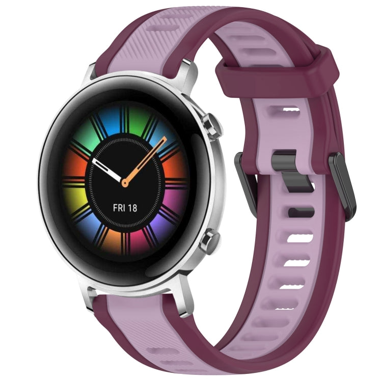 For Huawei Watch GT2 42mm 20mm Two Color Textured Silicone Watch Band(Purple) - free shipping - PMC TechLife - Order now!