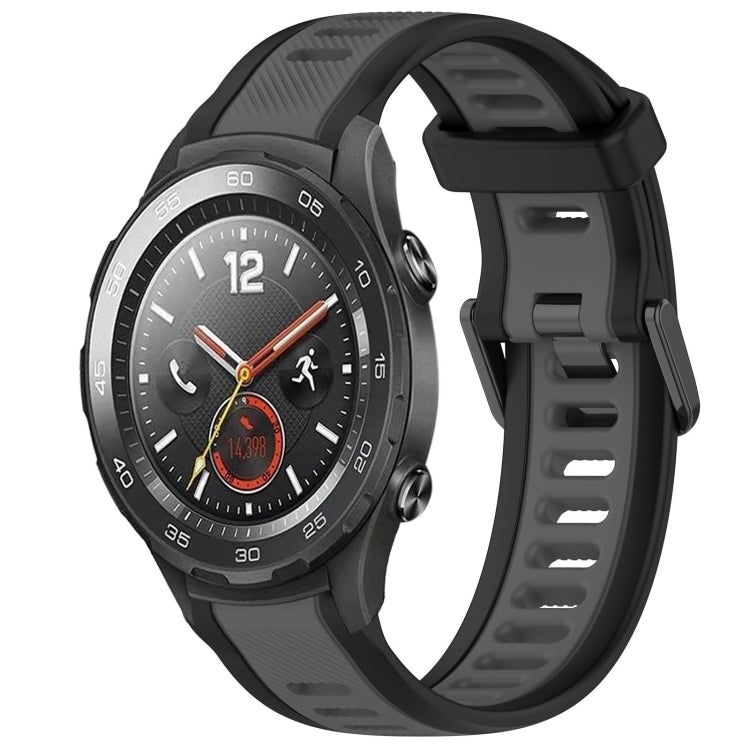 For Huawei Watch 2 20mm Two Color Textured Silicone Watch Band(Grey+Black) - Watch Bands by PMC TechLife | Online Shopping South Africa | PMC TechLife