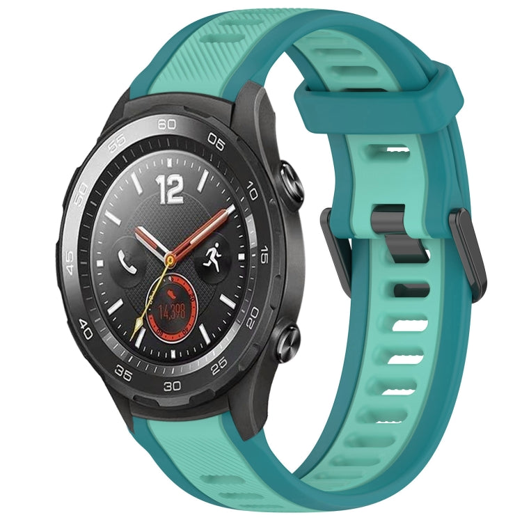 For Huawei Watch 2 20mm Two Color Textured Silicone Watch Band(Teal) - Watch Bands by PMC TechLife | Online Shopping South Africa | PMC TechLife