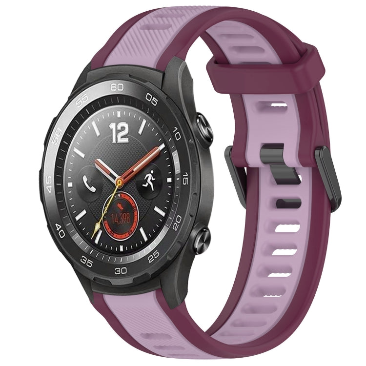 For Huawei Watch 2 20mm Two Color Textured Silicone Watch Band(Purple) - Watch Bands by PMC TechLife | Online Shopping South Africa | PMC TechLife