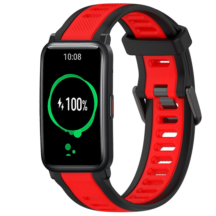For Honor Watch ES 20mm Two Color Textured Silicone Watch Band(Red+Black) - Watch Bands by PMC TechLife | Online Shopping South Africa | PMC TechLife