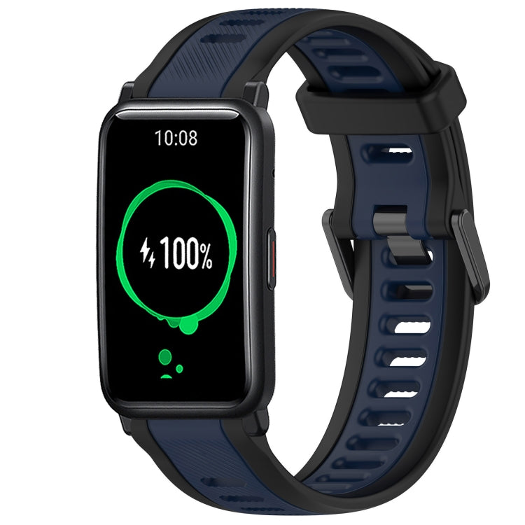 For Honor Watch ES 20mm Two Color Textured Silicone Watch Band(Midnight Blue+Black) - Watch Bands by PMC TechLife | Online Shopping South Africa | PMC TechLife