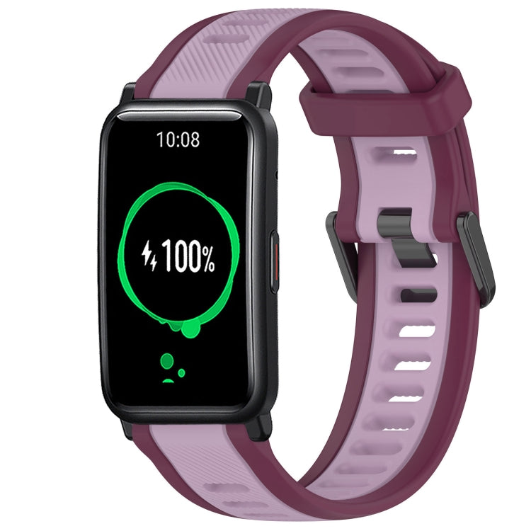For Honor Watch ES 20mm Two Color Textured Silicone Watch Band(Purple) - Watch Bands by PMC TechLife | Online Shopping South Africa | PMC TechLife
