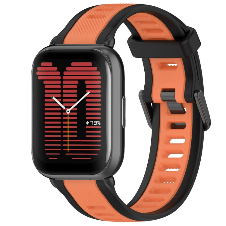 For Amazfit Active 20mm Two-Color Textured Silicone Watch Band(Orange+Black) - Watch Bands by PMC TechLife | Online Shopping South Africa | PMC TechLife
