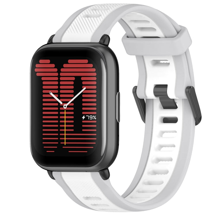 For Amazfit Active 20mm Two-Color Textured Silicone Watch Band(White+Grey) - Watch Bands by PMC TechLife | Online Shopping South Africa | PMC TechLife