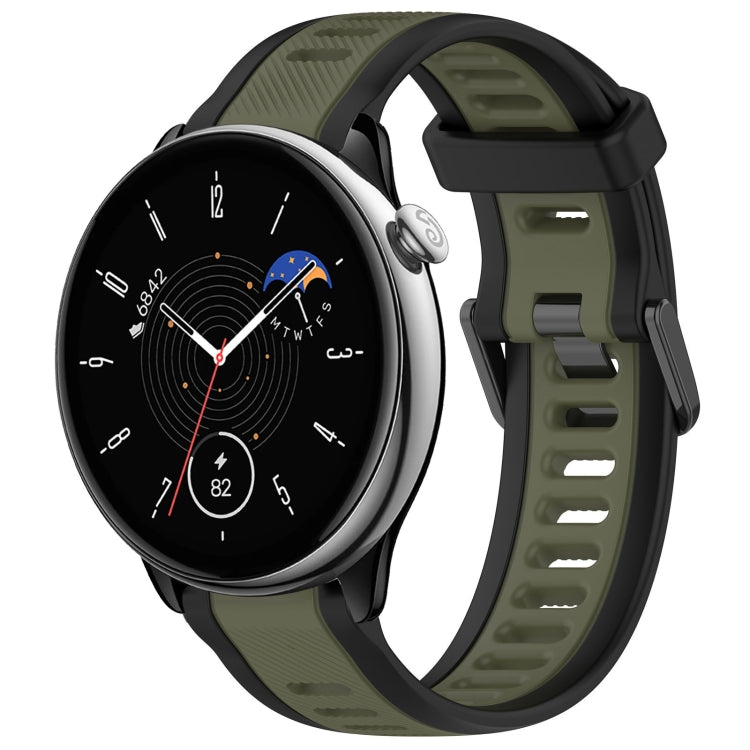 For Amazfit GTR Mini 20mm Two-Color Textured Silicone Watch Band(Green+Black) - Watch Bands by PMC TechLife | Online Shopping South Africa | PMC TechLife