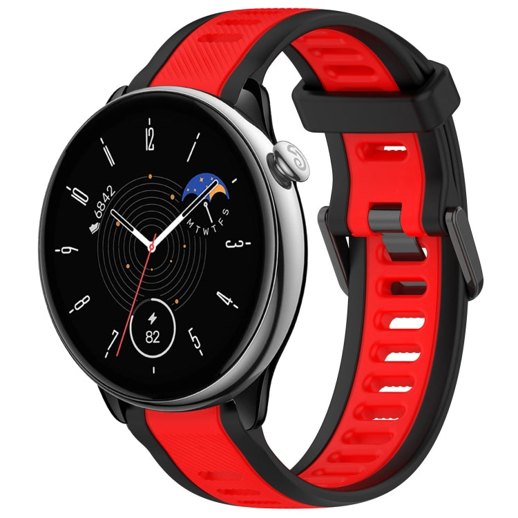 For Amazfit GTR Mini 20mm Two-Color Textured Silicone Watch Band(Red+Black) - Watch Bands by PMC TechLife | Online Shopping South Africa | PMC TechLife