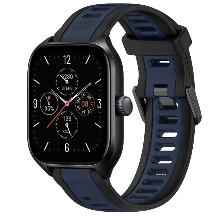 For Amazfit GTS 4 20mm Two-Color Textured Silicone Watch Band(Midnight Blue+Black) - Watch Bands by PMC TechLife | Online Shopping South Africa | PMC TechLife