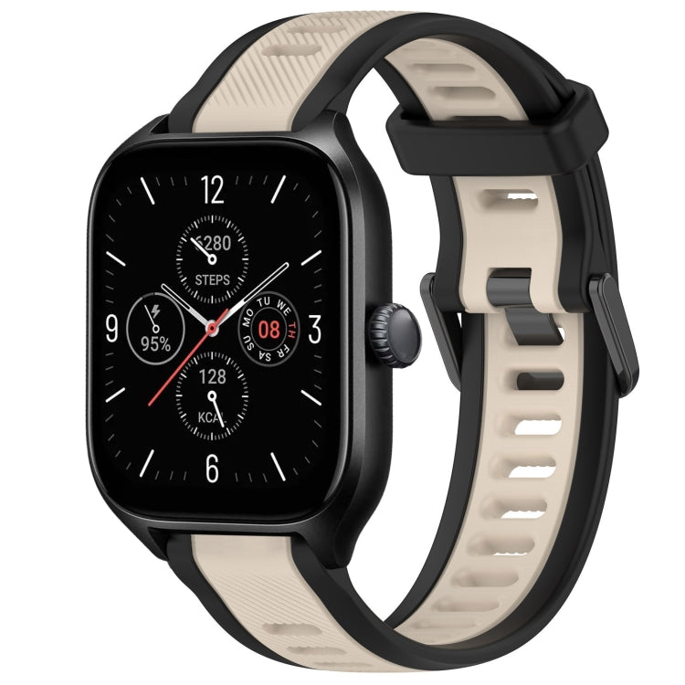 For Amazfit GTS 4 20mm Two-Color Textured Silicone Watch Band(Starlight + Black) - Watch Bands by PMC TechLife | Online Shopping South Africa | PMC TechLife