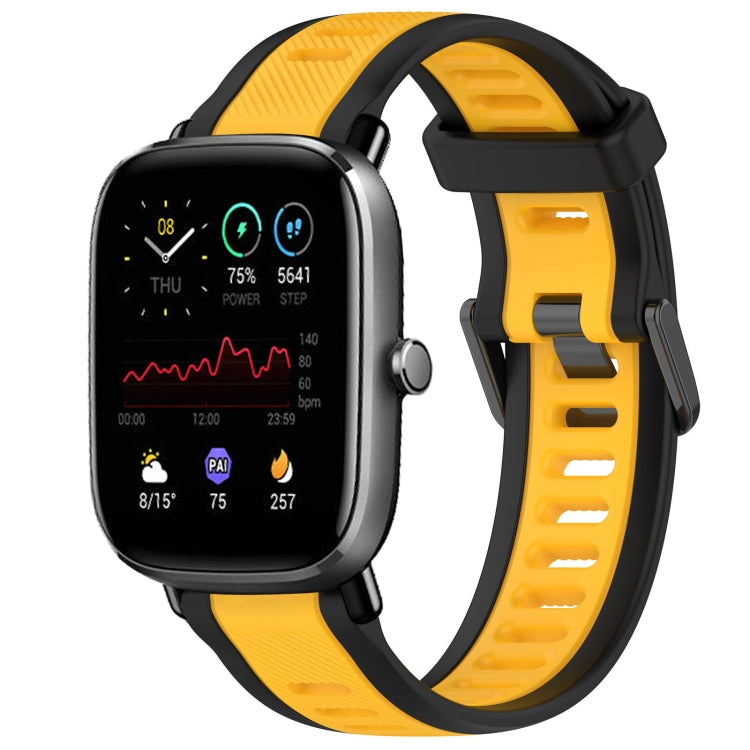 For Amazfit GTS 4 Mini 20mm Two-Color Textured Silicone Watch Band(Yellow+Black) - Watch Bands by PMC TechLife | Online Shopping South Africa | PMC TechLife
