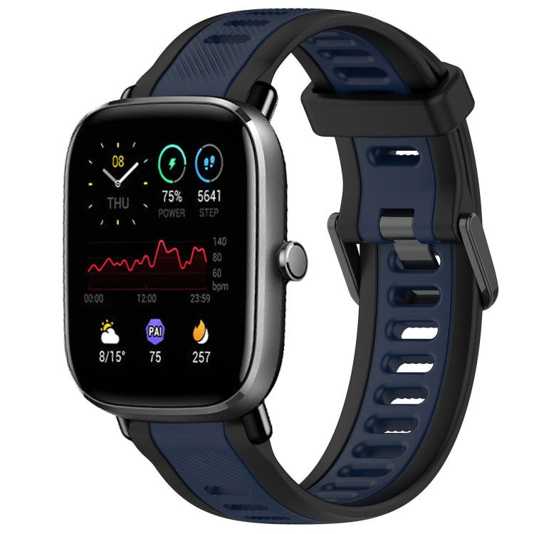 For Amazfit GTS 4 Mini 20mm Two-Color Textured Silicone Watch Band(Midnight Blue+Black) - Watch Bands by PMC TechLife | Online Shopping South Africa | PMC TechLife