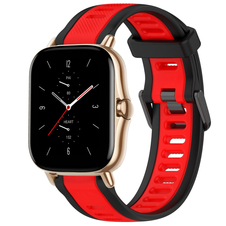 For Amazfit GTS 2 20mm Two-Color Textured Silicone Watch Band(Red+Black) - Watch Bands by PMC TechLife | Online Shopping South Africa | PMC TechLife