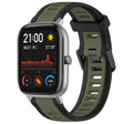 For Amazfit GTS 20mm Two-Color Textured Silicone Watch Band(Green+Black) - Watch Bands by PMC TechLife | Online Shopping South Africa | PMC TechLife