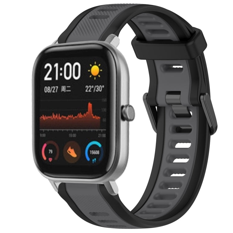 For Amazfit GTS 20mm Two-Color Textured Silicone Watch Band(Grey+Black) - Watch Bands by PMC TechLife | Online Shopping South Africa | PMC TechLife