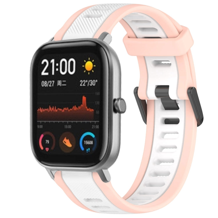For Amazfit GTS 20mm Two-Color Textured Silicone Watch Band(White+Pink) - Watch Bands by PMC TechLife | Online Shopping South Africa | PMC TechLife