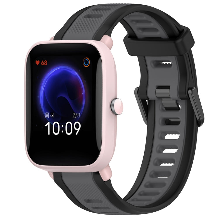 For Amazfit Pop Pro 20mm Two-Color Textured Silicone Watch Band(Grey+Black) - free shipping - PMC TechLife - Order now!