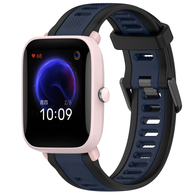 For Amazfit Pop Pro 20mm Two-Color Textured Silicone Watch Band(Midnight Blue+Black) - Watch Bands by PMC TechLife | Online Shopping South Africa | PMC TechLife