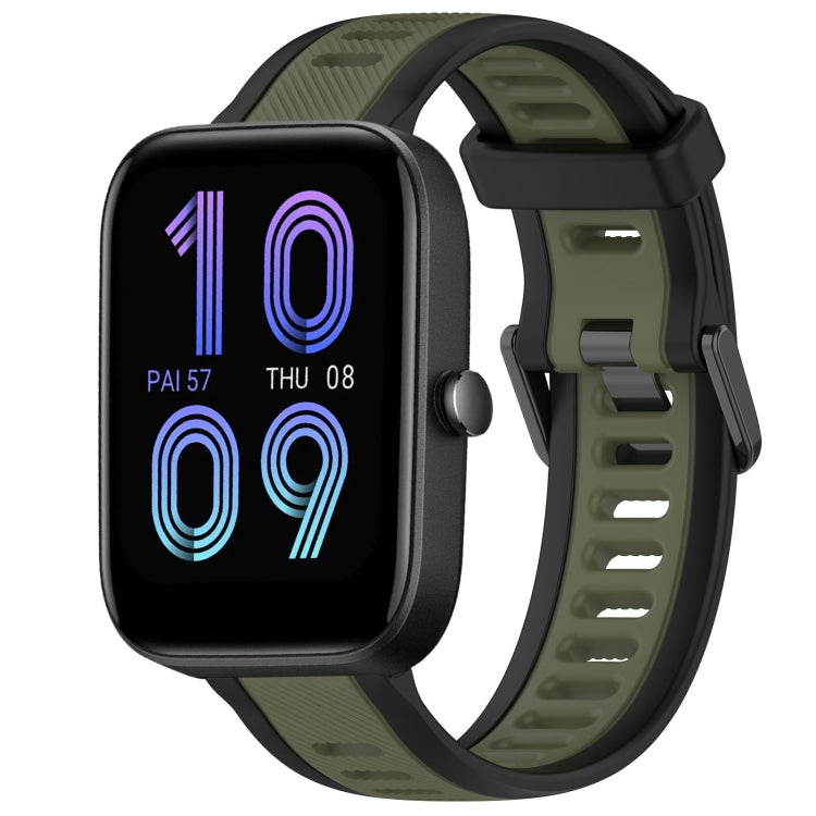 For Amazfit Bip 3 20mm Two-Color Textured Silicone Watch Band(Green+Black) - free shipping - PMC TechLife - Order now!
