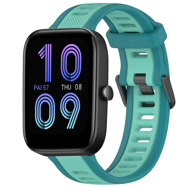 For Amazfit Bip 3 Pro 20mm Two-Color Textured Silicone Watch Band(Water Duck)