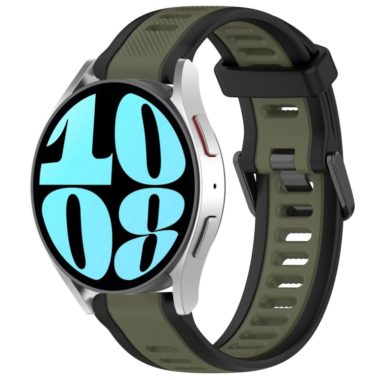 For Samsung Galaxy Watch 6 44mm 20mm Two Color Textured Silicone Watch Band(Green+Black) - Watch Bands by PMC TechLife | Online Shopping South Africa | PMC TechLife