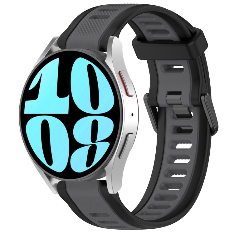 For Samsung Galaxy Watch 6 44mm 20mm Two Color Textured Silicone Watch Band(Grey+Black) - Watch Bands by PMC TechLife | Online Shopping South Africa | PMC TechLife