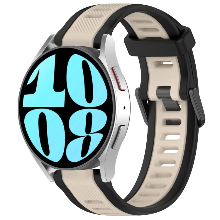 For Samsung Galaxy Watch 6 40mm 20mm Two Color Textured Silicone Watch Band(Starlight + Black) - Watch Bands by PMC TechLife | Online Shopping South Africa | PMC TechLife