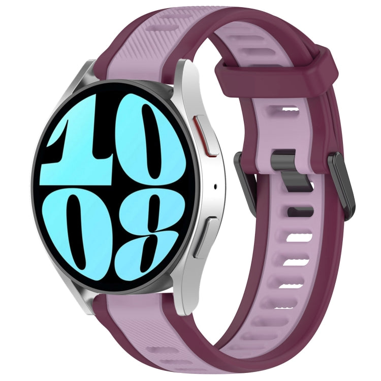 For Samsung Galaxy Watch 6 40mm 20mm Two Color Textured Silicone Watch Band(Purple) - Watch Bands by PMC TechLife | Online Shopping South Africa | PMC TechLife