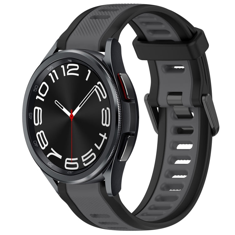 For Samsung Galaxy Watch 6 Classic 47mm 20mm Two Color Textured Silicone Watch Band(Grey+Black) - Watch Bands by PMC TechLife | Online Shopping South Africa | PMC TechLife
