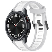 For Samsung Galaxy Watch 6 Classic 47mm 20mm Two Color Textured Silicone Watch Band(White+Grey)