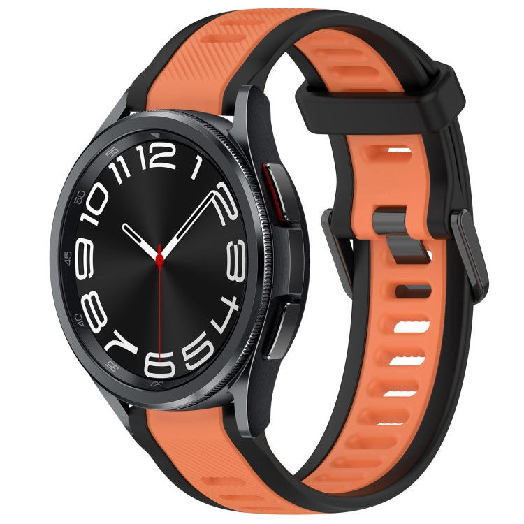 For Samsung Galaxy Watch 6 Classic 43mm 20mm Two Color Textured Silicone Watch Band(Orange+Black) - Watch Bands by PMC TechLife | Online Shopping South Africa | PMC TechLife