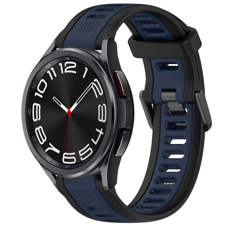 For Samsung Galaxy Watch 6 Classic 43mm 20mm Two Color Textured Silicone Watch Band(Midnight Blue+Black) - Watch Bands by PMC TechLife | Online Shopping South Africa | PMC TechLife