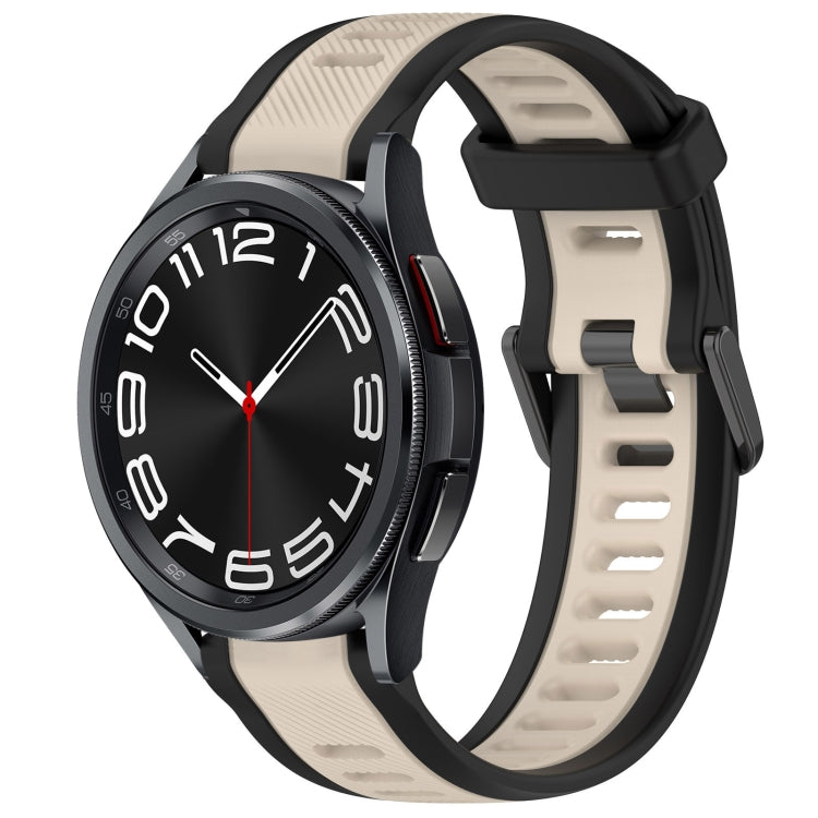 For Samsung Galaxy Watch 6 Classic 43mm 20mm Two Color Textured Silicone Watch Band(Starlight + Black) - Watch Bands by PMC TechLife | Online Shopping South Africa | PMC TechLife