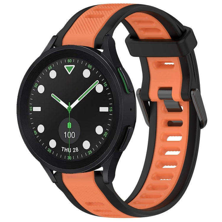 For Samsung Galaxy watch 5 Pro Golf Edition 20mm Two Color Textured Silicone Watch Band(Orange+Black) - Watch Bands by PMC TechLife | Online Shopping South Africa | PMC TechLife