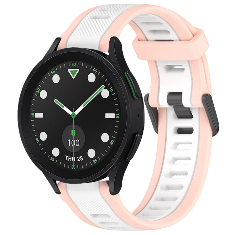 For Samsung Galaxy watch 5 Pro Golf Edition 20mm Two Color Textured Silicone Watch Band(White+Pink) - Watch Bands by PMC TechLife | Online Shopping South Africa | PMC TechLife