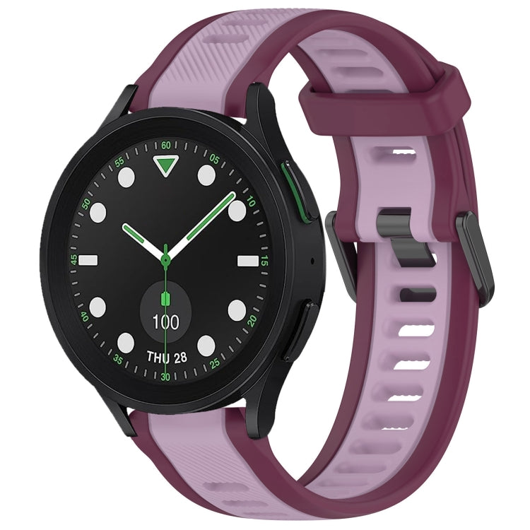 For Samsung Galaxy watch 5 Pro Golf Edition 20mm Two Color Textured Silicone Watch Band(Purple) - Watch Bands by PMC TechLife | Online Shopping South Africa | PMC TechLife