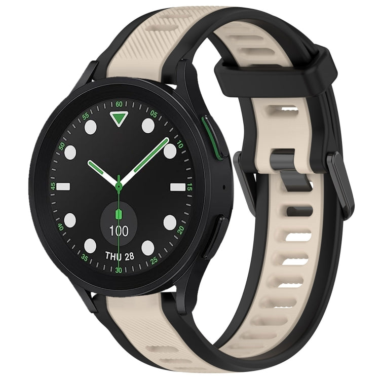 For Samsung Galaxy watch 5 Golf Edition 20mm Two Color Textured Silicone Watch Band(Starlight + Black) - Watch Bands by PMC TechLife | Online Shopping South Africa | PMC TechLife