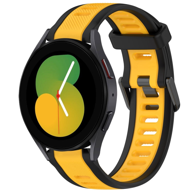 For Samsung Galaxy Watch 5  44mm 20mm Two Color Textured Silicone Watch Band(Yellow+Black) - Watch Bands by PMC TechLife | Online Shopping South Africa | PMC TechLife