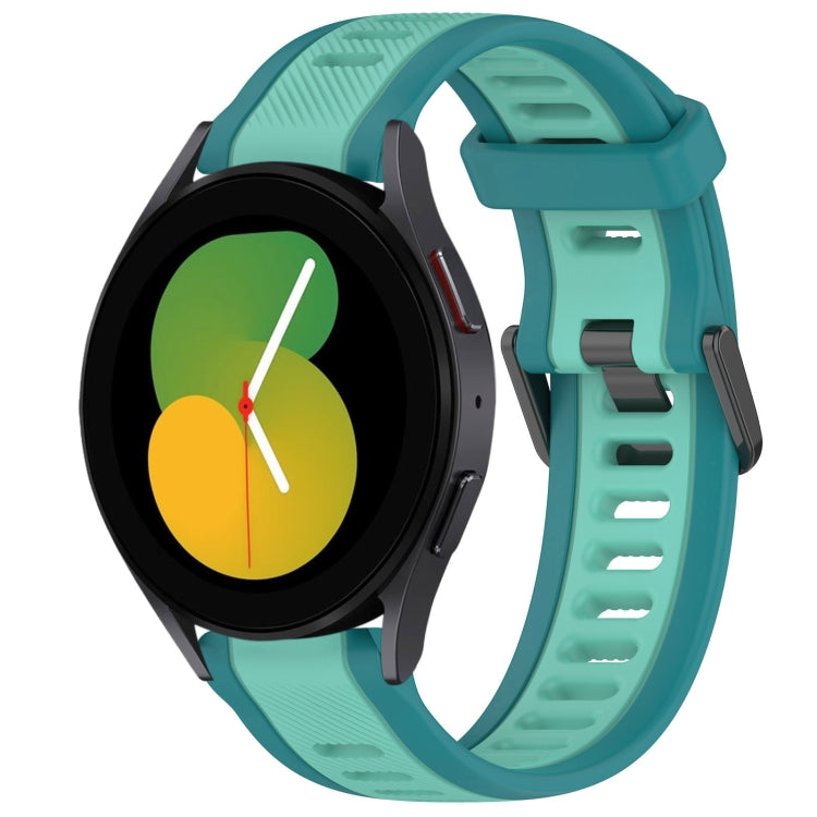 For Samsung Galaxy Watch 5  44mm 20mm Two Color Textured Silicone Watch Band(Teal) - Watch Bands by PMC TechLife | Online Shopping South Africa | PMC TechLife